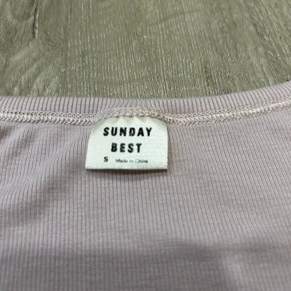 NWOT Aritzia Sunday Best Holly Button Crop Top Light Purple Women's Size Small - Picture 3 of 5